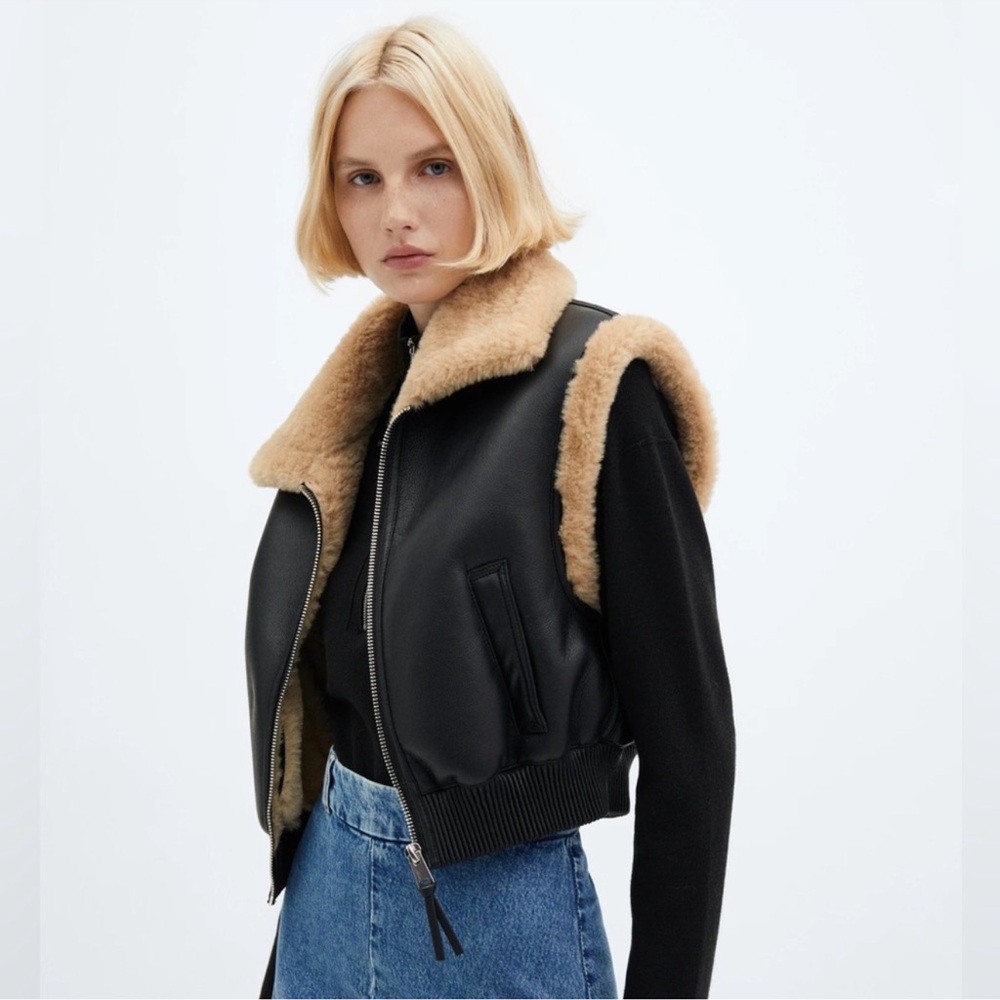 Jason Wu Shearling-lined bomber vest faux leather M